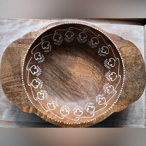 Cravings By Chrissy Teigen Rustic Farmhouse Mango Wood Serving Bowl 10”X13” Boho